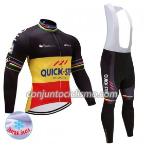 Conjunto Maillot + Culotte largo con tirantes Invierno Termico 2017 Quick-Step Floors N002